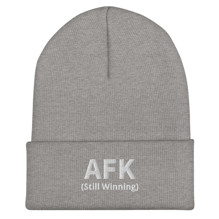 AFK Cuffed Beanie in gray with logo, a stylish accessory for warmth and fashion.