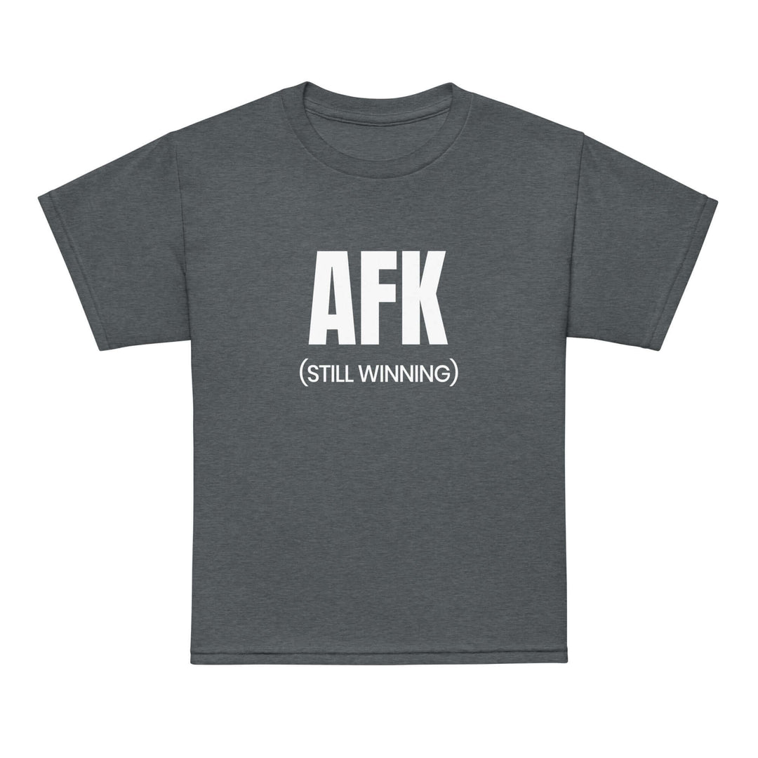 AFK Youth t-shirt in dark gray, featuring bold &