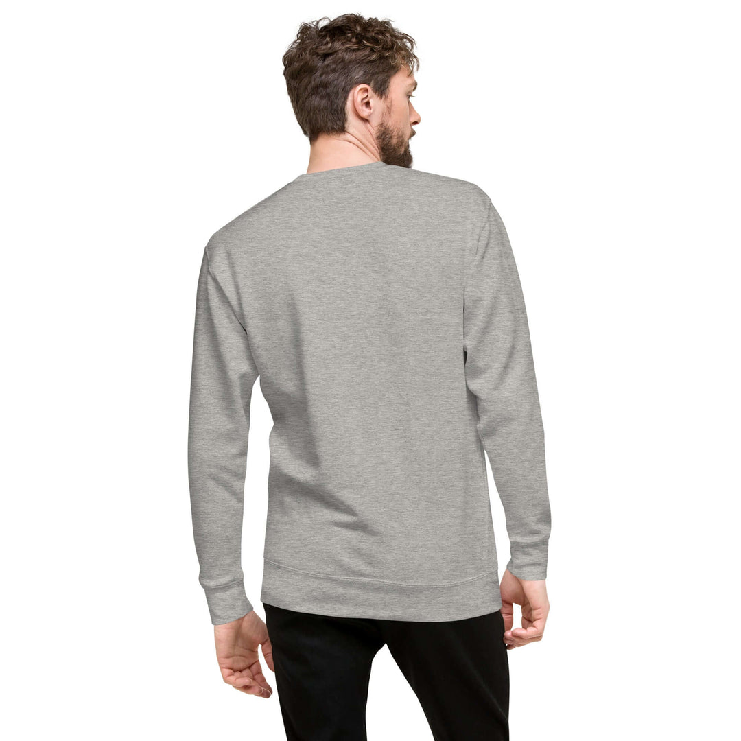 Earthlets Unisex Premium Sweatshirt view from the back, showcasing the comfortable fit and stylish design.