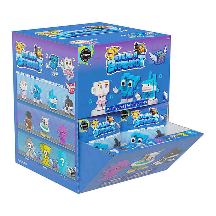 Steal A Brainrot Collectable Minifigures display box showcasing various colorful minifigures.