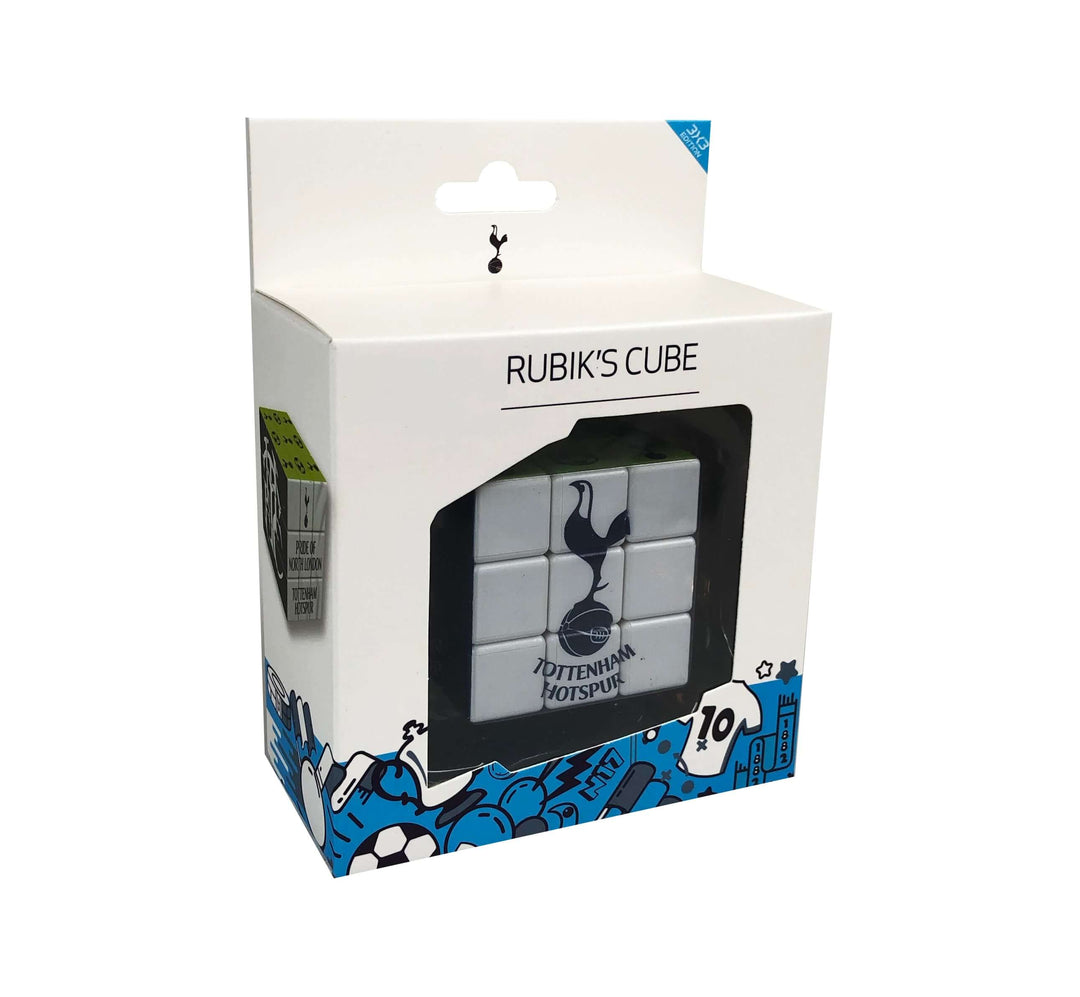 Tottenham Hotspur Rubik's Cube in its packaging, featuring the club logo and a stylish design for fans.