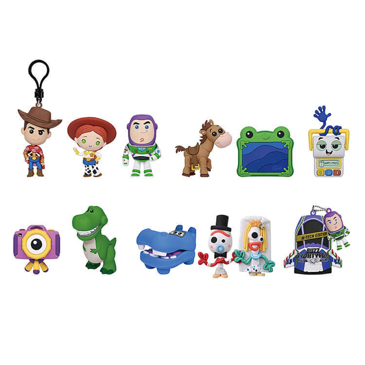 Toy Story 5 Movie Series 1 3D Collectable Keychains featuring iconic characters like Woody and Buzz Lightyear.