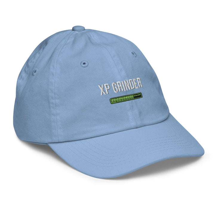 XP Grinder Youth baseball cap in light blue, featuring breathable design and adjustable strap for comfort.