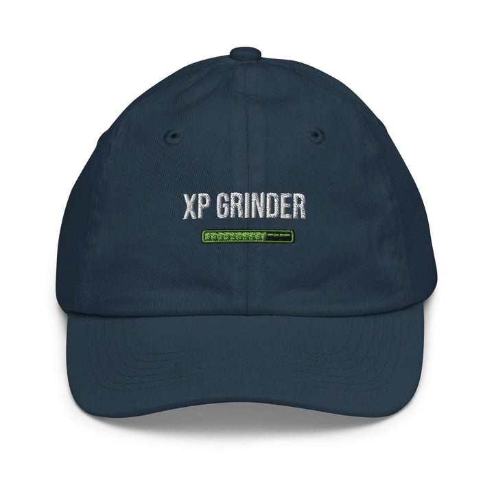 XP Grinder Youth baseball cap with embroidered logo on a navy background, ideal for training and casual wear.