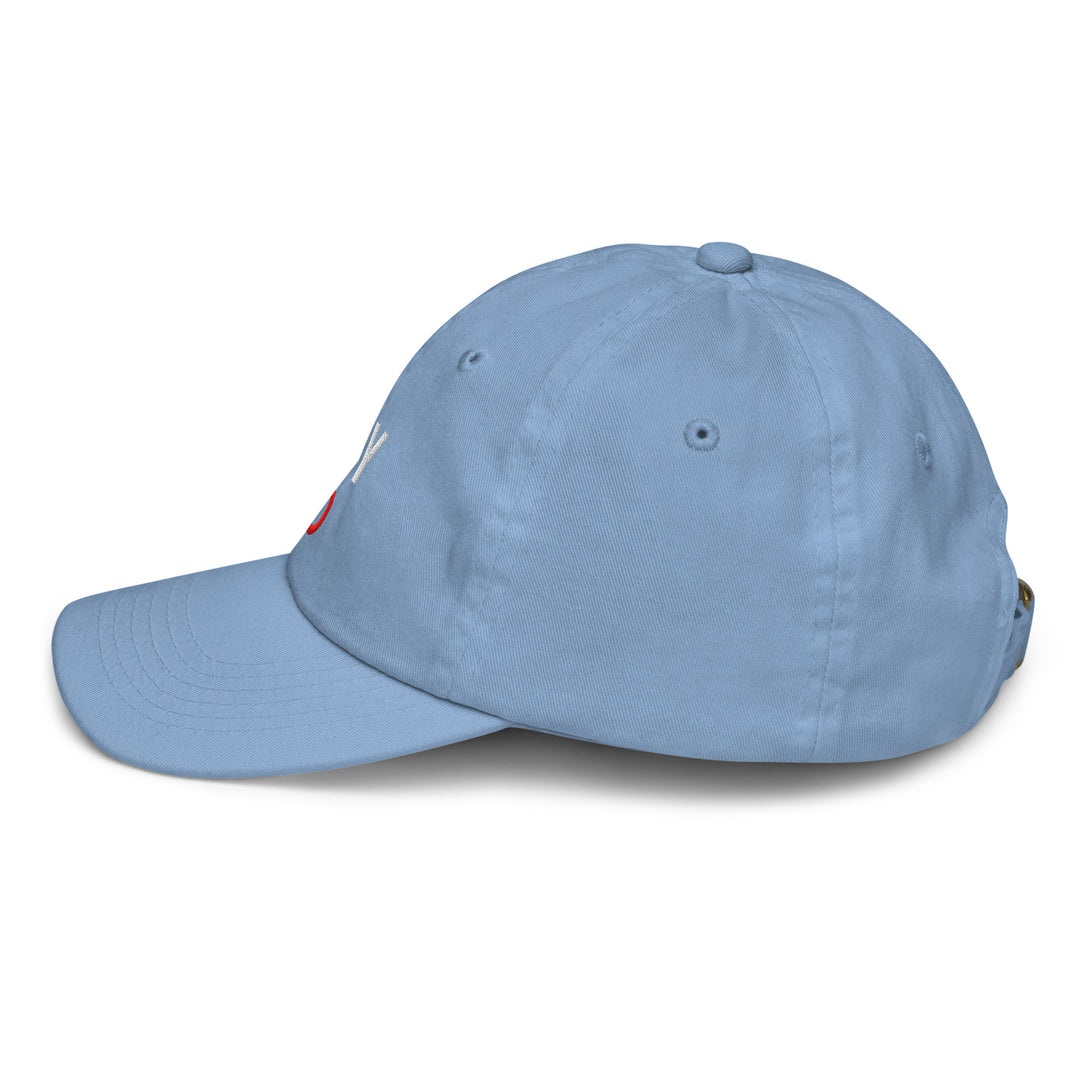 Oddy Pro Youth baseball cap in light blue with adjustable strap and breathable eyelets for comfort and style.